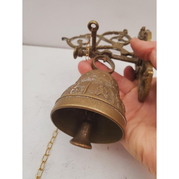 Antique bronze monastery bell doorbell with angel 1940s Vocem meam audit Qui - Picture 8 of 10